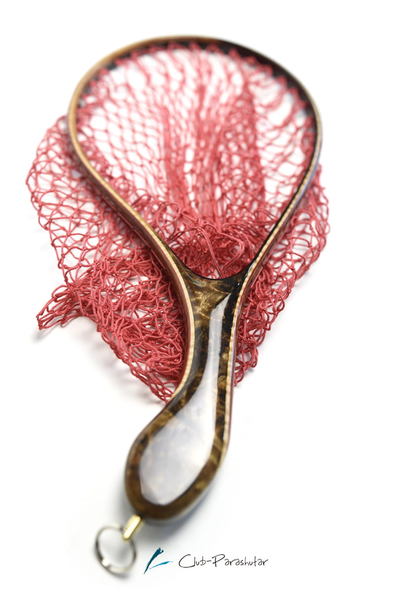 Pc-0216【アウトレット】ランディングネット SSサイズ 希少杢マーブルウッド